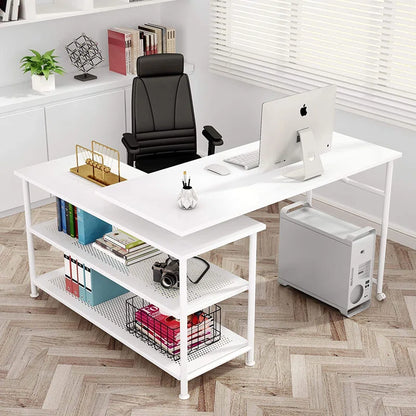 Delylah L-Shaped Metal Base Computer Desk